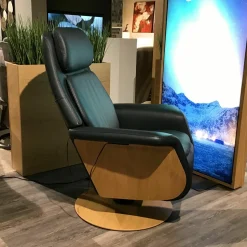 Stressless Relaxsessel|Relaxsessel Sam Wood Disc Leder Paloma Shadow Blue Eiche Natur Gestell mit Verstellfunktion