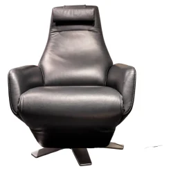 FSM Relaxsessel|Relaxsessel Skye Leder K99 Black 6-Stern Elektro Drehgestell Perlglanz Verchromt