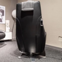 FSM Relaxsessel|Relaxsessel Skye Leder K99 Black 6-Stern Elektro Drehgestell Perlglanz Verchromt