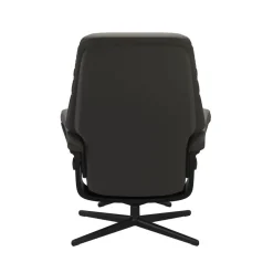 Stressless Relaxsessel|Relaxsessel Sunrise M Leder Paloma 16 Metal Grey Grau Gestell Cross Metall 45 Matt Schwarz Mit Hocker