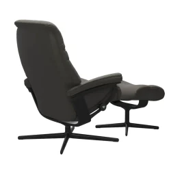 Stressless Relaxsessel|Relaxsessel Sunrise M Leder Paloma 16 Metal Grey Grau Gestell Cross Metall 45 Matt Schwarz Mit Hocker