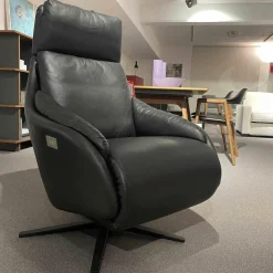 Bonaldo Relaxsessel|Relaxsessel Sydney Leder Select Schwarz Sternfuß Schwarz Sitz+Rücken Motorisch Verstellbar