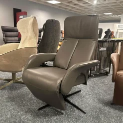 Jori Relaxsessel|Relaxsessel Symphony JR 3860 Multi Move Medi Leder Celia Smoke Grau Braun 4 Stern Fuß Gewellt Schwarz Lackiert