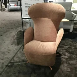 Jori Relaxsessel|Relaxsessel Textilgewebe Mumble F2a C0013 Beige Schale Leder Nubuck Macchiato Braun Gestell Metall Beigerot Lackiert