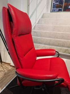 Stressless Relaxsessel|Relaxsessel Tokyo High Back Leder Cori Brick Red Rot Gestell Star Black Matt Inklusive Hocker