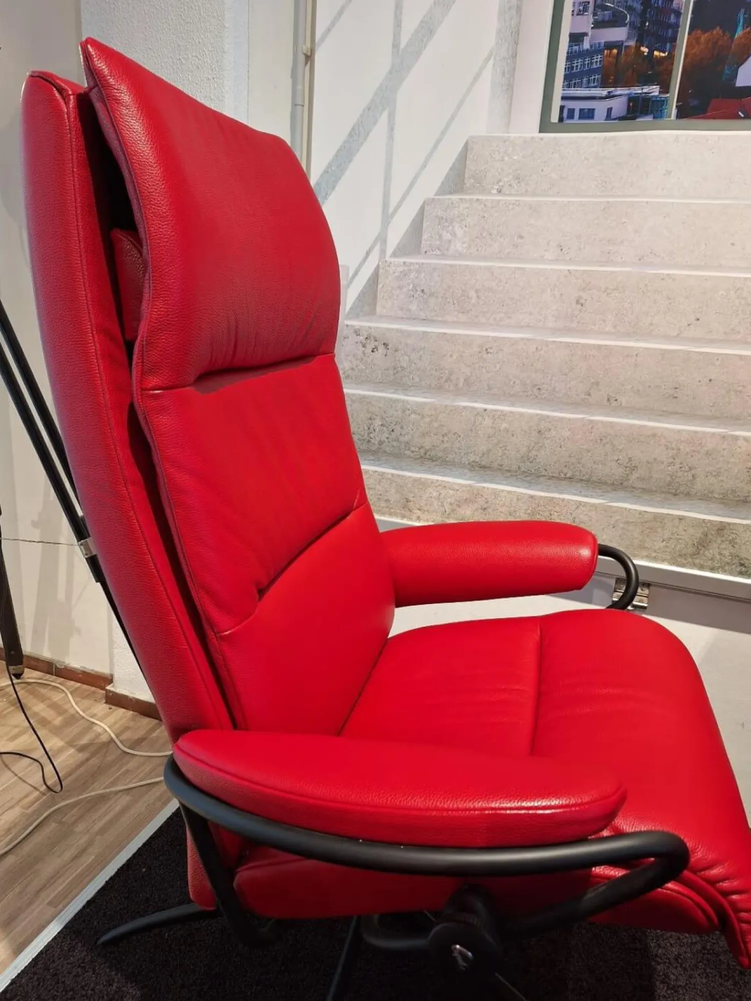 Stressless Relaxsessel|Relaxsessel Tokyo High Back Leder Cori Brick Red Rot Gestell Star Black Matt Inklusive Hocker