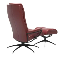 Stressless Relaxsessel|Relaxsessel Tokyo High Back Leder Cori Brick Red Rot Gestell Star Black Matt Inklusive Hocker