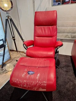 Stressless Relaxsessel|Relaxsessel Tokyo High Back Leder Cori Brick Red Rot Gestell Star Black Matt Inklusive Hocker