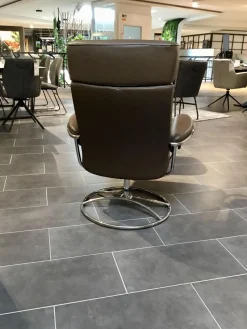 Stressless Relaxsessel|Relaxsessel Tokyo High Base Leder Paloma 88 Chestnut Braun Gestell Metall 40 Chrom Inklusive Hocker