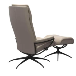 Stressless Relaxsessel|Relaxsessel Tokyo M Leder Paloma Mushroom Grau Beige Base Star Mattschwarz Mit Hoher Rückenlehne Inklusive Hocker