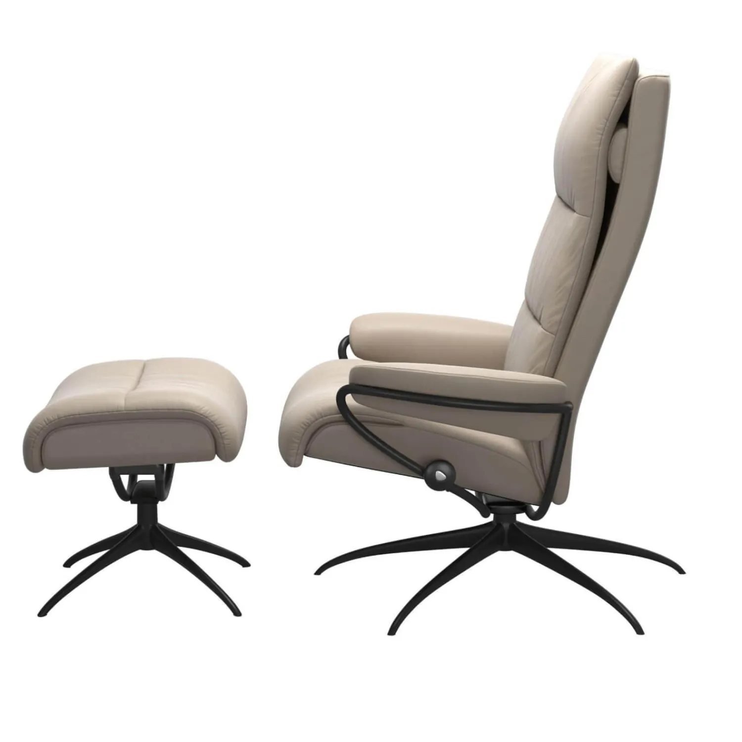 Stressless Relaxsessel|Relaxsessel Tokyo M Leder Paloma Mushroom Grau Beige Base Star Mattschwarz Mit Hoher Rückenlehne Inklusive Hocker