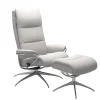 Stressless Relaxsessel|Relaxsessel Tokyo M Stoff Jasmin Light Gray Grau Base Star Aluminium Poliert Mit Hoher Rückenlehne Inklusive Hocker