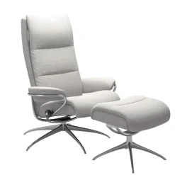 Stressless Relaxsessel|Relaxsessel Tokyo M Stoff Jasmin Light Gray Grau Base Star Aluminium Poliert Mit Hoher Rückenlehne Inklusive Hocker