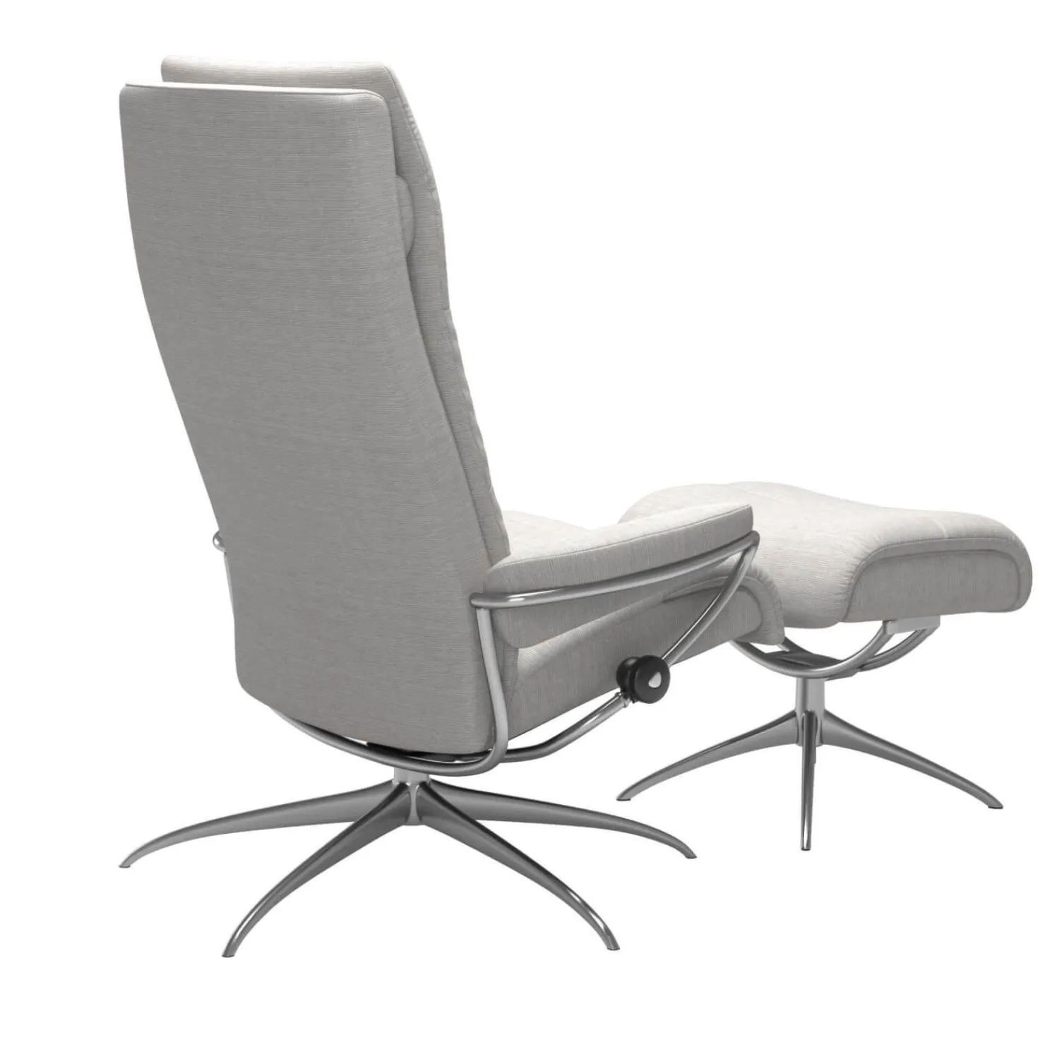 Stressless Relaxsessel|Relaxsessel Tokyo M Stoff Jasmin Light Gray Grau Base Star Aluminium Poliert Mit Hoher Rückenlehne Inklusive Hocker