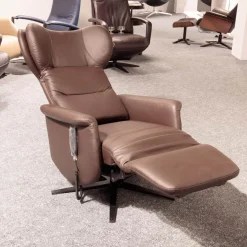 Puhlmann Relaxsessel|Relaxsessel Vegas Bezug Leder Dea 4040 Darkbrown Braun Sternfuss Schwarz Matt Mit 3 Motorischer Verstellung