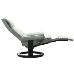 Stressless Relaxsessel|Relaxsessel View M Leder Paloma 73 Breezy Blue Blau Grau Gestell 05 Schwarz Classic Mit Power Leg And Back Funktion