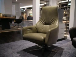 WK Wohnen Relaxsessel|Relaxsessel WK 683 Hailey Medium Bezug Leder Polo 1102 Grün Sternfuß Edelstahl