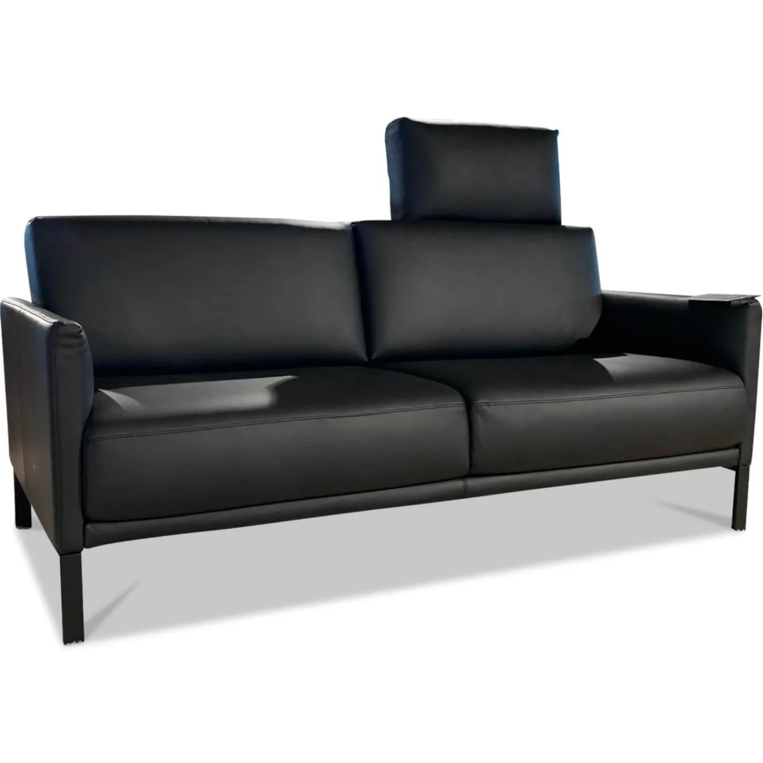 Rolf Benz 2-Sitzer-Sofas|Sofa Cara Leder 38.110 Schwarz Spange Stahl Schwarz