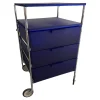 Kartell Regale & Container|Rollcontainer Mobil L2 Blau Gestell Stahlrohr Verchromt