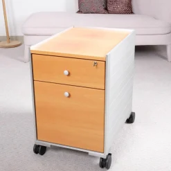 Vitra Regale & Container|Rollcontainer Spatio Aluminium Natur Abdeckplatte Und Front Furnier Eiche Hell