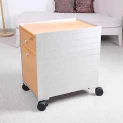 Vitra Regale & Container|Rollcontainer Spatio Aluminium Natur Abdeckplatte Und Front Furnier Eiche Hell