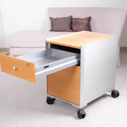 Vitra Regale & Container|Rollcontainer Spatio Aluminium Natur Abdeckplatte Und Front Furnier Eiche Hell