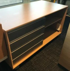 Renz Regale & Container|Rollcontainer Verso Front Aluminium Korpus Eiche Hell Offenes Fach Rechts