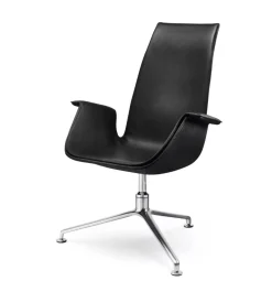 Walter Knoll Relaxsessel|Schalensessel FK 6725-3G Leder Congress 251 Schwarz Gestell Alu Poliert