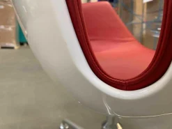 Walter Knoll Relaxsessel|Schalensessel FK Leder Congress Rot Außenschale Weiß Lackiert Gestell Aluminium