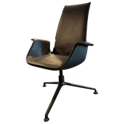 Walter Knoll Relaxsessel|Schalensessel FK Leder Congress Dark Bronze Schwarz 3 Fuß Kreuz Gestell Drehbar SchwarzPrei