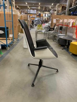 Walter Knoll Relaxsessel|Schalensessel FK Leder Schwarz Schale Weiß Gestell Aluminium Poliert