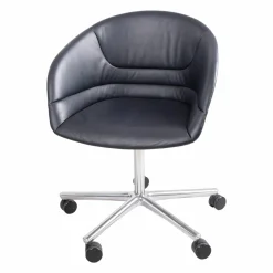 Walter Knoll Bürostühle|Einzelstühle|Schalensessel Kyo Leder Congress 251 Schwarz Außenschale Greige Matt