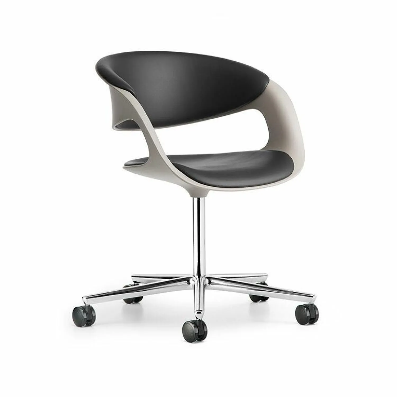 Walter Knoll Bürostühle|Schalensessel Lox Leder Congress Schwarz 251 Gestell Aluminium Hochglanz Poliert