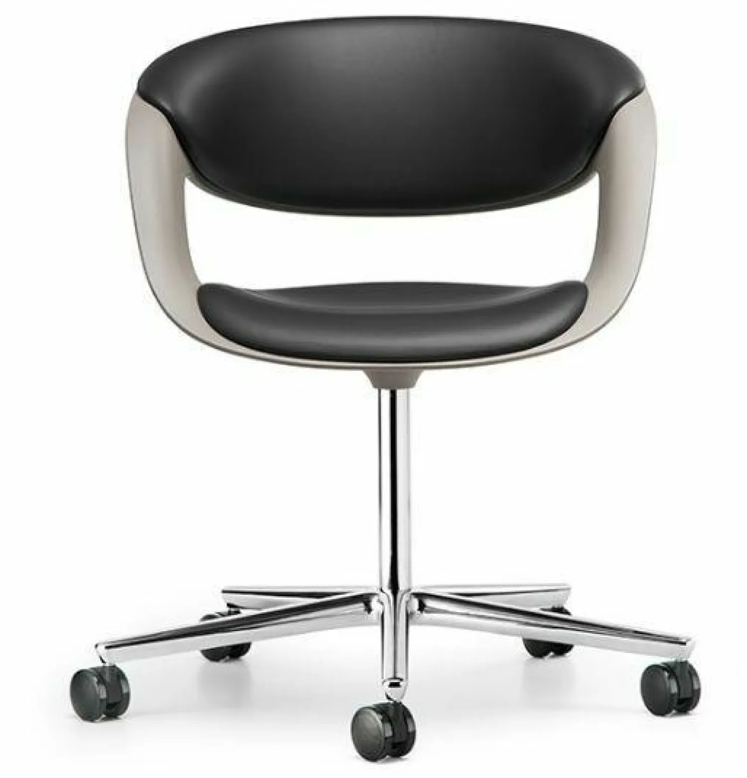 Walter Knoll Bürostühle|Schalensessel Lox Leder Congress Schwarz 251 Gestell Aluminium Hochglanz Poliert