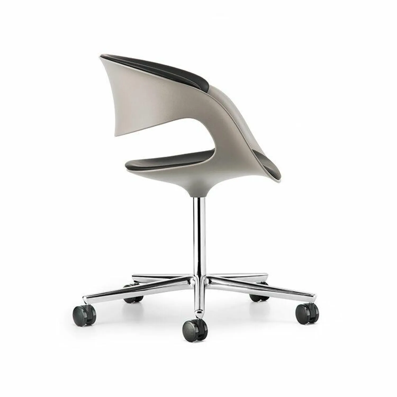 Walter Knoll Bürostühle|Schalensessel Lox Leder Congress Schwarz 251 Gestell Aluminium Hochglanz Poliert