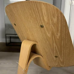 Carl Hansen & Søn Einzelstühle|Schalenstuhl CH07 Bezug Leder Thor 390 Creme Gestell Eiche Weisspigmentiert Öl