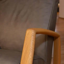 Franz Fertig Relaxsessel|Schaukelsessel Dondolo Mit Hocker Leder Pisa 1224 Grigio Eiche Natur Geölt