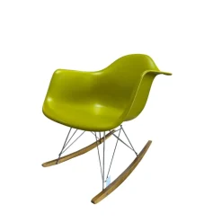 Vitra Einzelstühle|Schaukelstuhl Eames Plastic Armchair RAR Schale Polypropylen Senf Gelb Gestell Verchrom Kufe Ahorn Gelblich