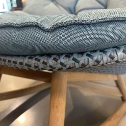 DEDON Loungemöbel|Schaukelstuhl MBrace Geflecht Baltic Blau Grau Sitzfläche Stoff MARnori Blau Grau Gestell Teak Mit Hocker