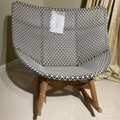 DEDON Loungemöbel|Schaukelstuhl Mbrace Stoff A 264 Cool Sage Grau Gestell Aluminium Füße Massivholz Teak Inklusive Beistelltisch