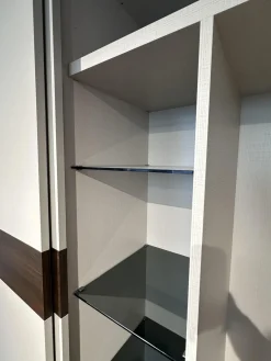 Contur Kleiderschränke|Schiebetürenschrank Athena Logica Lack 127 Hot Grau Griff Lack Absetzungen Melamin Holz MT RT Thermoeiche Innen Stoffoptik Perlmutt