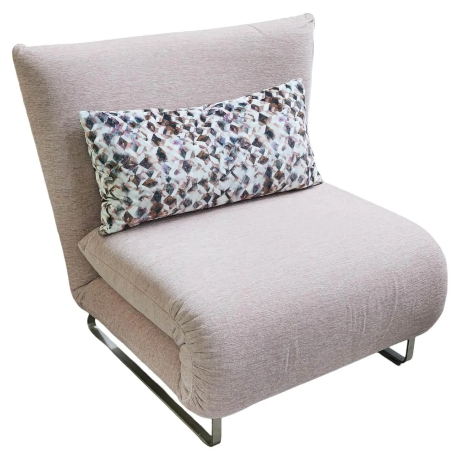 Signet Relaxsessel|Schlafsessel Josh Stoff Corris Rosa Kufe Edelstahl Geschliffen Ohne Kopfstütze