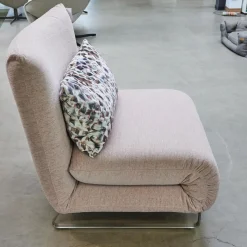 Signet Relaxsessel|Schlafsessel Josh Stoff Corris Rosa Kufe Edelstahl Geschliffen Ohne Kopfstütze