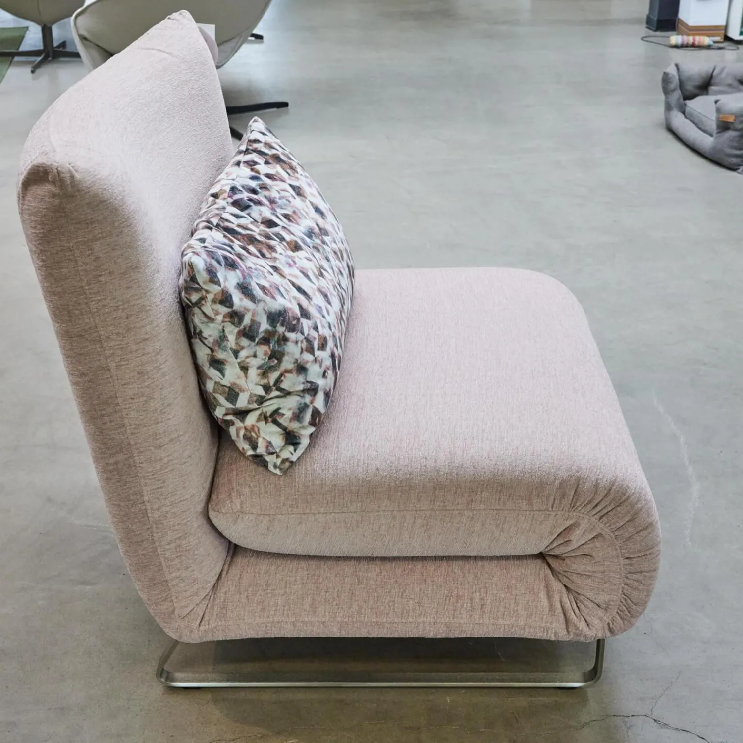 Signet Relaxsessel|Schlafsessel Josh Stoff Corris Rosa Kufe Edelstahl Geschliffen Ohne Kopfstütze