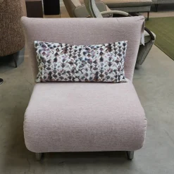 Signet Relaxsessel|Schlafsessel Josh Stoff Corris Rosa Kufe Edelstahl Geschliffen Ohne Kopfstütze