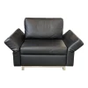Signet Relaxsessel|Schlafsessel Nick Leder Namibia Schwarz Füße Chrombügel Armlehnen Klappbar Mit 1 Rückenkissen