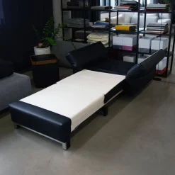 Signet Relaxsessel|Schlafsessel Nick Leder Namibia Schwarz Füße Chrombügel Armlehnen Klappbar Mit 1 Rückenkissen