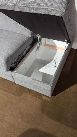 Restyl Schlafsofas|Schlafsofa Cleopatra Plus Stoff 2 6986 Grau Fuß Chrom Mit Verstellbarer Kopfstütze Und Aufklappbarem Hocker