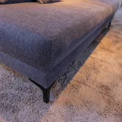 Nehl Schlafsofas|Schlafsofa Genua Bezug Stoff Alpha Anthrazit Fuß Metall Schwarz Matt Mit Dekokissen