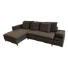 Signet Schlafsofas|Ecksofas|Schlafsofa Isla Stoff Reno Schiefer Grau Gestell Bügel Eiche Schwarz Inklusive Kissen Und Tablett